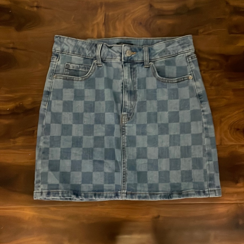 Wild Fable Women’s Checkered Denim Skirt Size 6